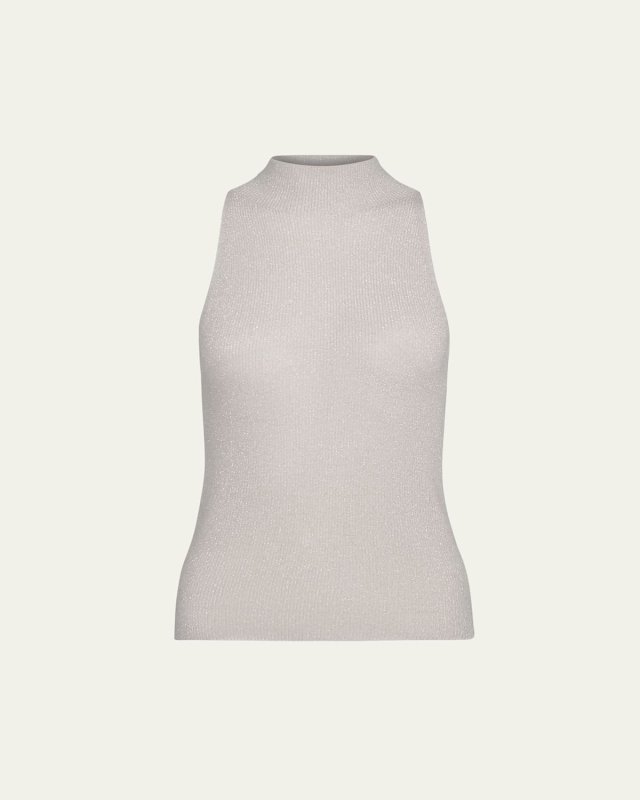 Ribbed Sleeveless Turtleneck Top